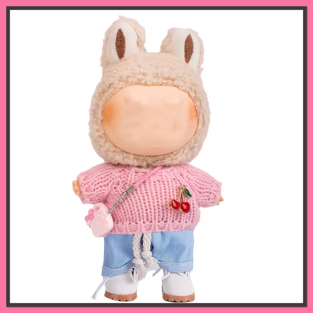 Labubu Charming Pink Sweater Shorts and a Purse